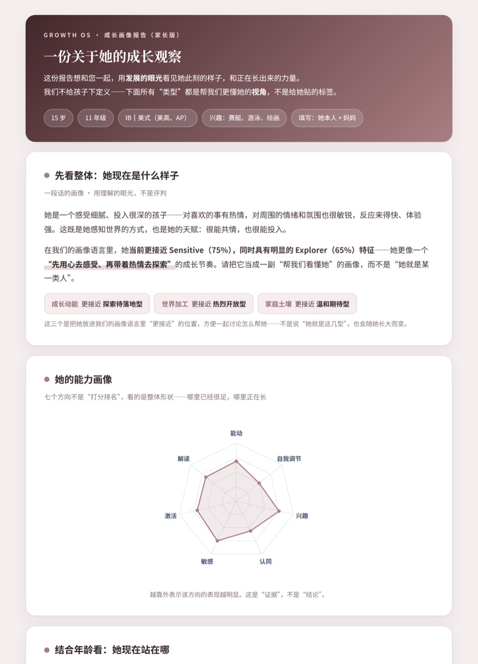 学长端成长测评报告预览